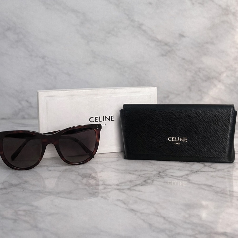 CELINE Tortoise Sunglasses with Case & Box